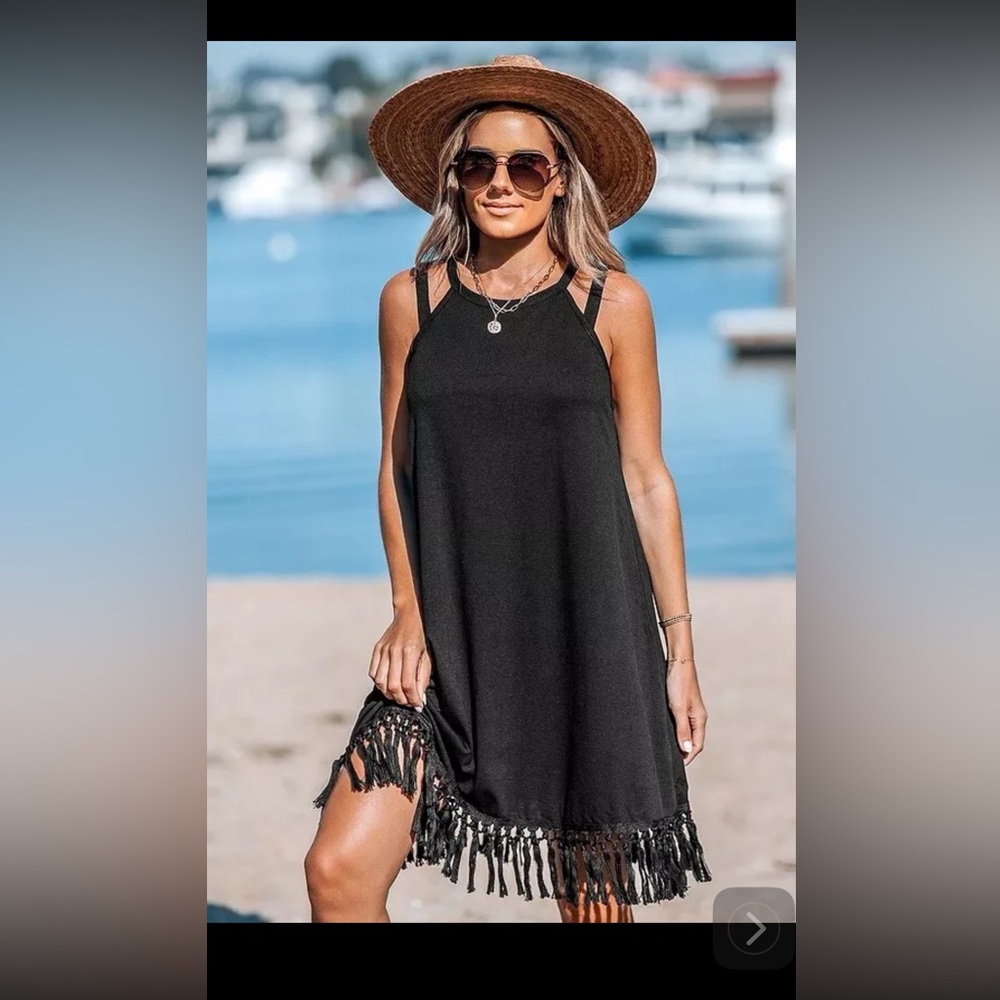 CUPSHE Women's Boho Breeze Tassel Dress-SIZE XS